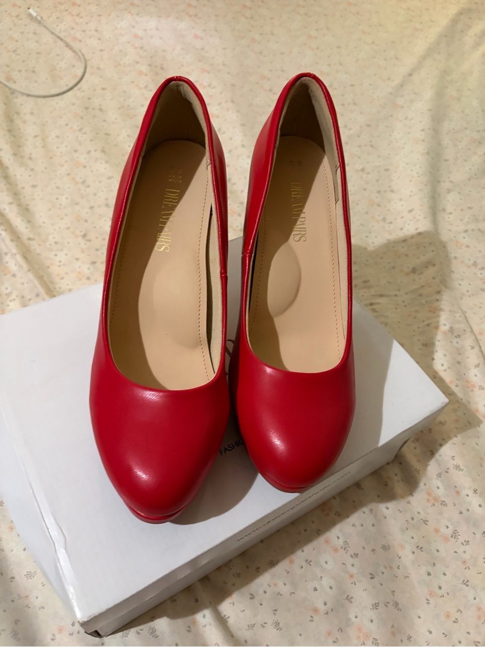 Dream Pairs Red Round-Toe High Heels